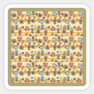 Scandinavian flowers on a striped background Sticker